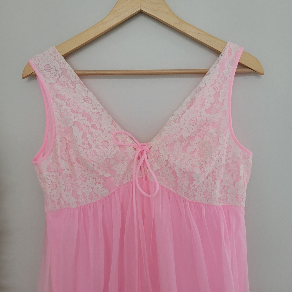 Vintage lace barbiecore ruffle baby doll nightgown lingerie - Picture 4 of 7